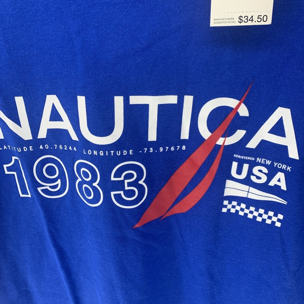 New Nautica Men's T-Shirt Sea cobalt Blue  Short Sleeve Size Medium 100% Cotton - Picture 3 of 8
